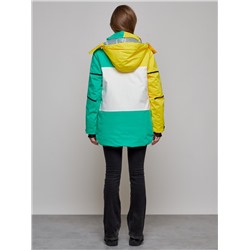 Горнолыжная куртка женская зимняя желтого цвета 2322J