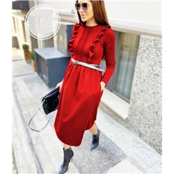Платье барби рюши спереди red wine KH110