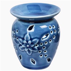 Аромалампа СИНИЙ ЦВЕТОК (керамика, глазурь, высота 9,5 см.), Giftman, 1 шт.