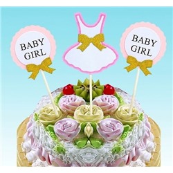 Набор бумажных топперов 3 шт «Baby girl»