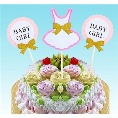 Набор бумажных топперов 3 шт «Baby girl»