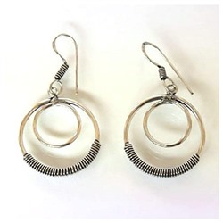 Серьги Два кольца тонких внизу оплетка металл ИНДИЯ SH AME4519