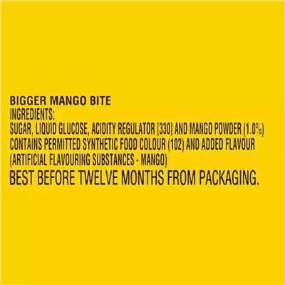 Bigger MANGO BITE, Parle (Леденцы ЖЕЛТЫЙ МАНГО, Парле), 1 шт. (3,9г.)