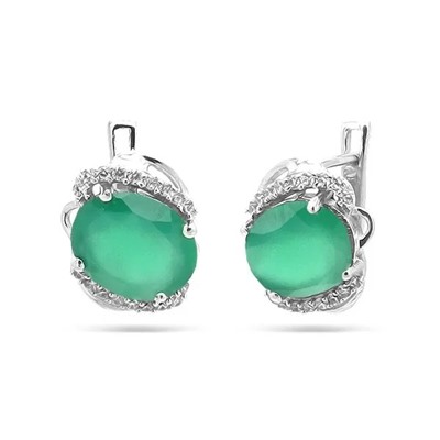 Серьги из серебра зеленый агат, Ариэнна