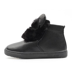 HW962-1 BLACK Ботинки зимние женские (искусственная кожа, искусственный мех) размер 36
