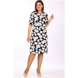 Lady Style Classic 852/3 темно-синий_с_молочным_цветами, Платье