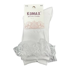 Гольфы с кружевом  Детские Р-р 4-8 (хлопок88%,10%полиамид,2%лайкра) Белые Y10-4
