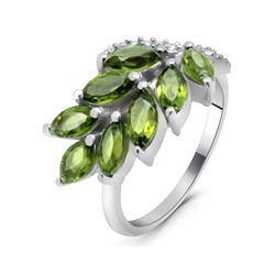 Кольцо из серебра оливковая шпинель, Ель