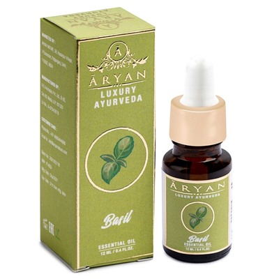 BASIL Essential Oil, ARYAN (БАЗИЛИК премиальное эфирное масло, АРЬЯН), 12 мл. - СРОК ГОДНОСТИ ДО 30 СЕНТЯБРЯ 2024 ГОДА + С ПОДТЁКАМИ