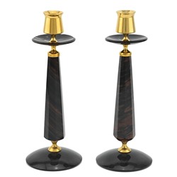 Пара подсвечников из обсидиана темно-коричневого 80*80*210мм.