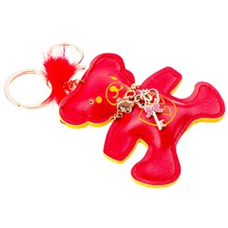 Брелок на сумку МИШКА КРАСНЫЙ (кожзам, 8*8 см.), 1 шт.