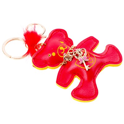Брелок на сумку МИШКА КРАСНЫЙ (кожзам, 8*8 см.), 1 шт.