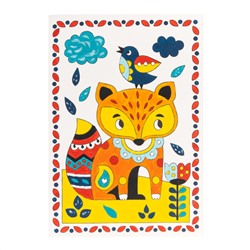 Раскраска для детей «Лисичка» с кисточкой и красками