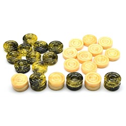 Шашки - нарды из янтаря 130*120*28мм цв.молочный, зеленый.