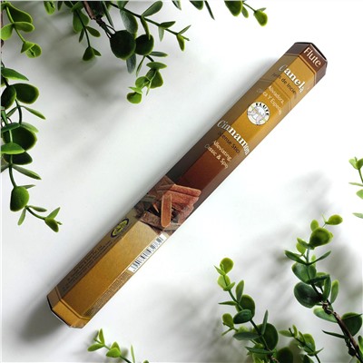 Flute CINNAMON Incense Sticks, Cycle (КОРИЦА ароматические палочки, Смягчающий, классический и пряный, Сайкл), шестигранник 20 палочек.