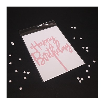Топпер "Happy Birthday" розовый 9*12 см
