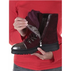 XT395-201-4M WINE RED Ботинки женские (натуральная замша, натуральный мех) размер 37