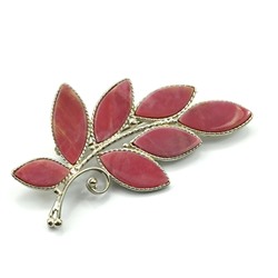 Брошь родонит "Орлец" веточка 57*33мм.