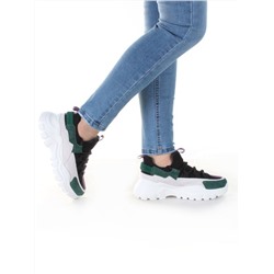 DMG08-1 WHITE/GREEN Кроссовки женские (нат.кожа, нат.замша, текстиль сетка) размер 37