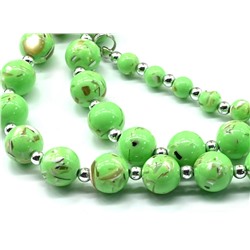 Колье двойное шарики 6-10мм с перламутром, цв.салатовый, 50см