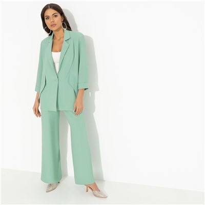 Брючный костюм из лёгкой ткани, Стиль по-французски (green, 2 в 1)