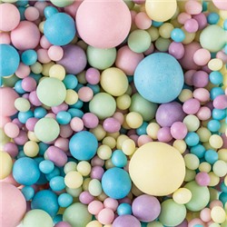 Посыпка микс из рисового драже в глазури матовая "Голубая, желтая, розовая, изумрудная, сиреневая", 50 г