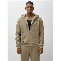 Спортивный костюм мужской демисезонный на флисе бежевого цвета 336B