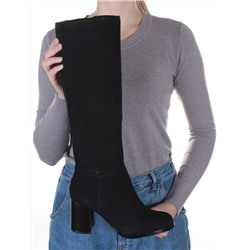 K82-B1 BLACK Сапоги зимние женские (натуральная замша, натуральный мех (евромех)) размер 36