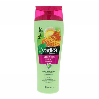 Vatika HONEY AND EGG Repair and Restore Shampoo, Dabur (Ватика МЕД И ЯЙЦО Шампунь ИСЦЕЛЕНИЕ И ВОССТАНОВЛЕНИЕ для поврежденных и секущихся волос, Дабур), 200 мл.