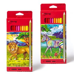 Карандаши цветные 24цв. Yalong двусторонние Zoo-2 дерев. трехгранные  YL815071-24