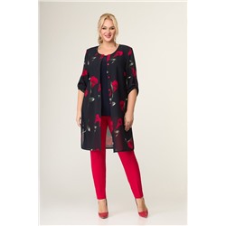 Svetlana-Style 970 синий+красный+цветы, Кардиган,  Брюки,  Топ