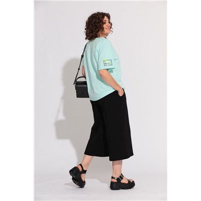 BegiModa 3013 мятный_с_черным, Блуза,  Кюлоты