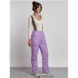 Полукомбинезон утепленный женский зимний горнолыжный фиолетового цвета 2250F