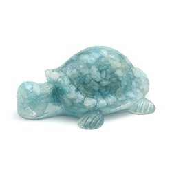 Фигурка из смолы с крошкой кварца голубого "Черепаха" 90*65*32мм