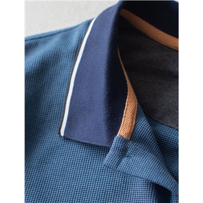 Лонгслив из фактурного трикотажа с плетеным воротником поло с застежкой на пуговицы