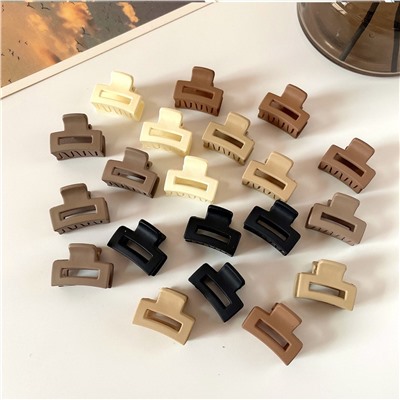 Набор мини-крабиков для волос 10 шт. прямоугольные матовые (Цвета микс)