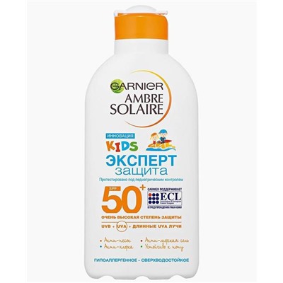 AMBRE SOLAIRE Молочко Детское СПФ50+ 200мл Garnier АКЦИЯ! СКИДКА 50%