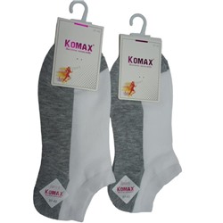Носки  Жен.   Р-р 37-42 KOMAX (88% хлопок,10% полиам.,2% лайкра) бел/сер BA-51