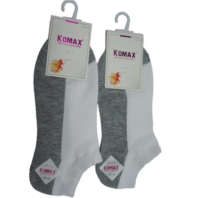 Носки  Жен.   Р-р 37-42 KOMAX (88% хлопок,10% полиам.,2% лайкра) бел/сер BA-51
