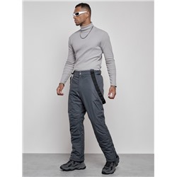 Полукомбинезон утепленный мужской зимний горнолыжный темно-серого цвета 7507TC