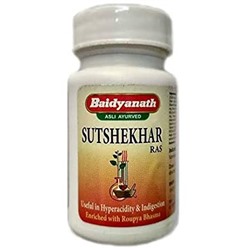 SUTSHEKHAR RAS Baidyanath (СУТШЕКХАР РАС, при повышенной кислотности желудка, Бадьянатх), 40 таб.