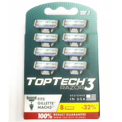 TOPTECH 3 RAZOR 3 Кассета 8шт (совместимы с мак3)