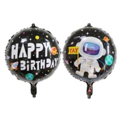 Шарики Фольгиров. Happy birthday/космонавт (черный) 18"