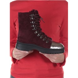 XT395-201-4M WINE RED Ботинки женские (натуральная замша, натуральный мех) размер 37