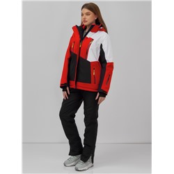 Горнолыжный костюм женский зимний красного цвета 07081Kr