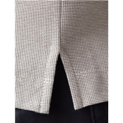 Лонгслив из фактурного трикотажа с плетеным воротником поло с застежкой на пуговицы