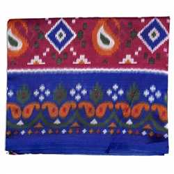 Сари TILAK с печатным принтом ЭТНИКА, цвет СИНЕ-РОЗОВЫЙ (Size: Onesize, с отрезом для блузы), РАЗНЫЙ ДИЗАЙН, 1 шт.
