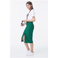 Юбка-карандаш трикотажная миди зеленая