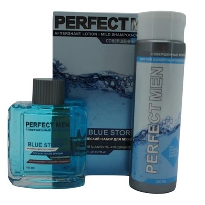 Набор "PERFECT MEN"  BLUE STORM (лосьон 100мл + шампунь-конд. 250мл) /муж.
