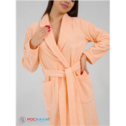 Женский махровый халат с шалькой персиковый МЗ-02 (32)